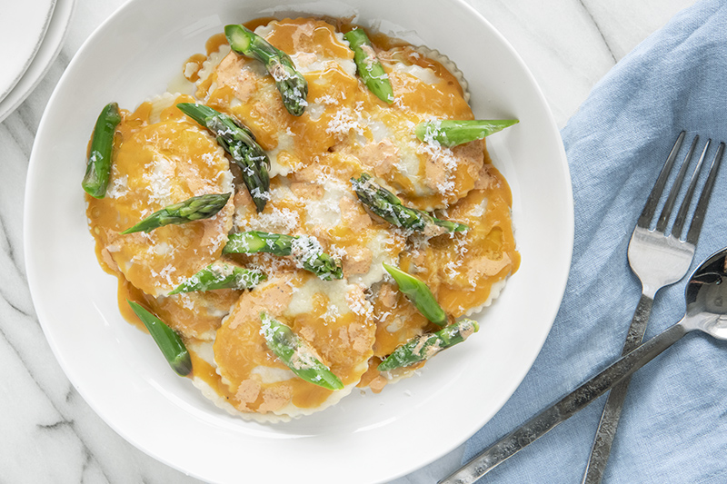 Lobster Ravioli with Crab Bisque & Roasted Asparagus Meal Kit