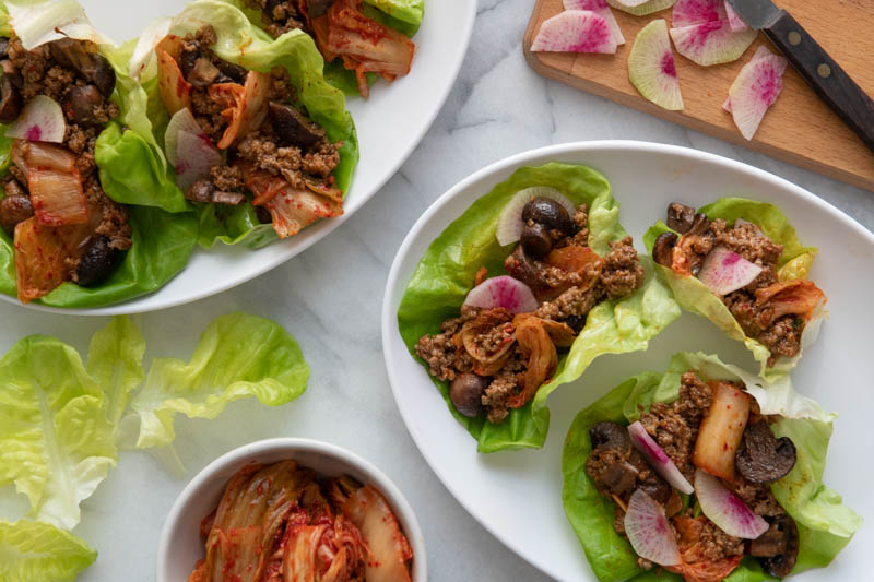 Kimchi Pork Lettuce Wraps with Sesame Broccoli Meal Kit
