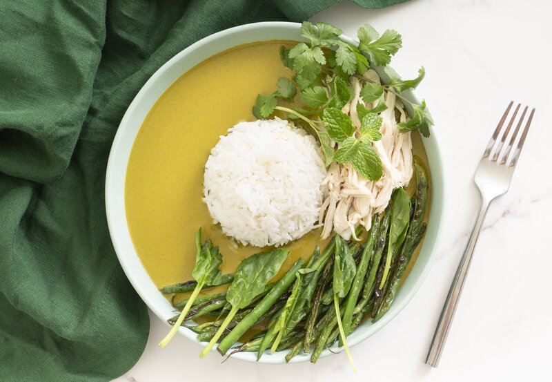 Thai Green Chicken Coconut Curry with Seasonal Vegetables