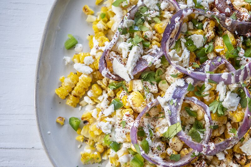 Charred Corn Orecchiette Pasta Salad with Cilantro Pesto