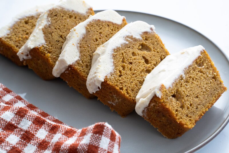 Gluten-Free Pumpkin Loaf with Brown Butter Cream Cheese