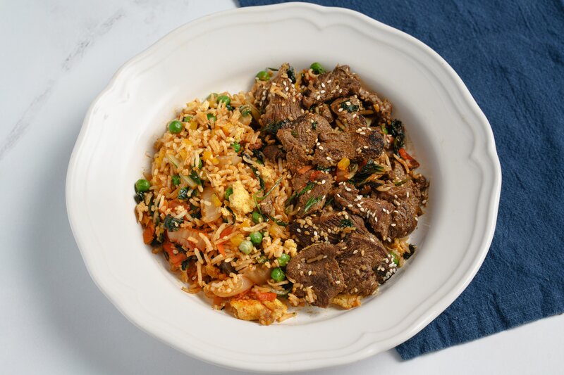 Bulgogi Beef & Kimchi Fried Rice with Seasonal Vegetables