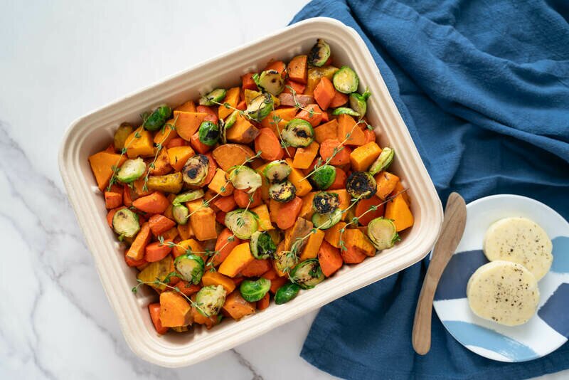 Roasted Winter Vegetables with Lavender Honey Butter