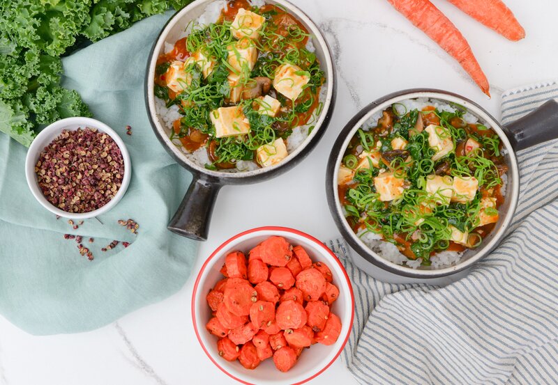 Mushroom & Kale Mapo Tofu with Sichuan Roasted Carrots Meal Kit
