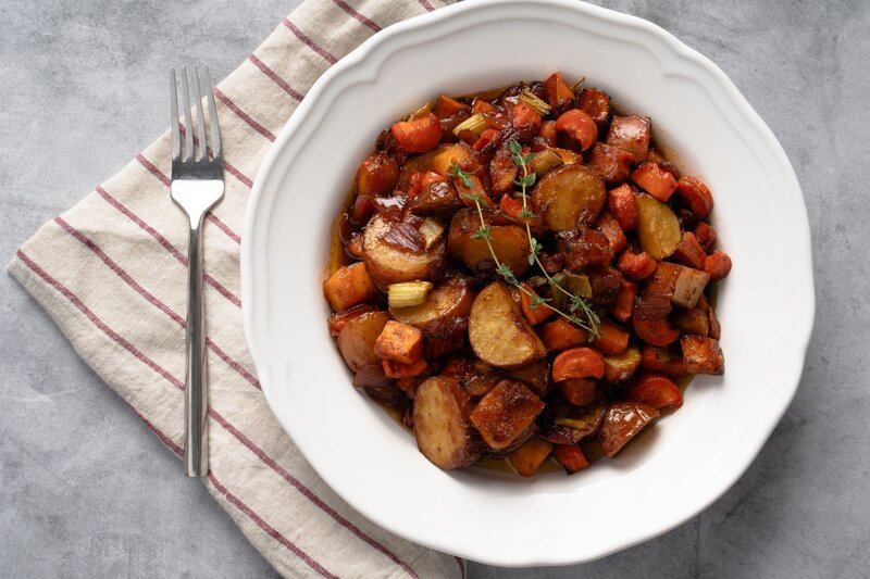 Roasted Root Vegetables with Honey Apple Cider Glaze